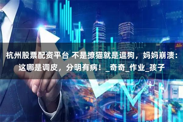 杭州股票配资平台 不是撩猫就是逗狗，妈妈崩溃：这哪是调皮，分明有病！_奇奇_作业_孩子